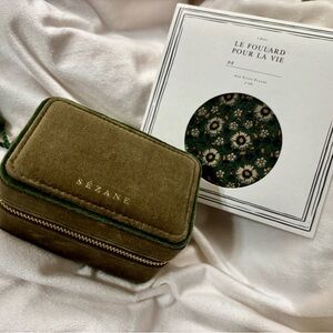 Sézane Olive Green Jewelry Box and Scarf Set